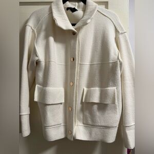 Tahari Cream Teddy Jacket with Gold Buttons